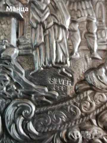 Гръцка сребърна икона Разпятие Христово, снимка 2 - Антикварни и старинни предмети - 49740578