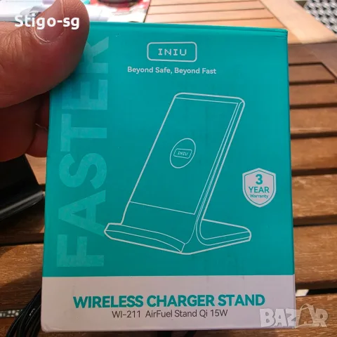 Бързо Безжично Зарядно Стойка INIU 15W Qi Fast Wireless Charger Stand , снимка 4 - Безжични зарядни - 56161379