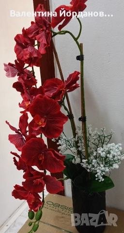 реалистична изкуствена орхидея в керамична кашпа , снимка 2 - Други - 52293089