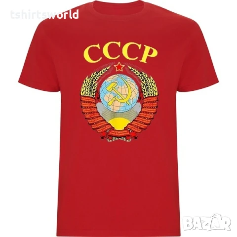 Нова червена мъжка тениска с дигитален печат СССР, Русия