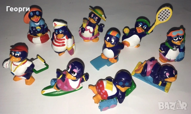 Ретро Киндер колекции от 90-те от Италия. Kinder хипопотами, пингвини, лъвове, жаби и панди., снимка 2 - Фигурки - 54149949