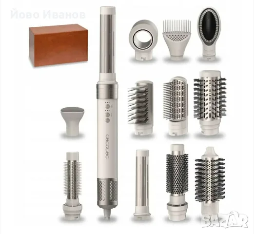 мултифункционалната маша и сешоар Cecotec Bamba CeramicCare 12 в 1 AirGlam в цвят шампанско