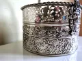 Прекрасен Голям Посребрен Съд Кошница, снимка 5