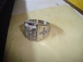 КРЪСТОВИДЕН СТОМАНЕН с ФАСЕТ ЦИРКОН КАМЪНИ МОДЕН КРАСИВ МАСИВЕН СРЕБРИСТ ПРЪСТЕН 25011, снимка 2