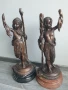Moreau статуетки 76см-40кг/2бр чифт стари големи бронзови скулптури/фигура на ловец-рибар, снимка 1