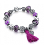 Посребрена дамска гривна с лилави кристални камъни (006), снимка 1 - Гривни - 44668916
