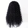 Черна афро къдрава перука с дантелена зона 13×4 - синтетична, 65 см, снимка 7