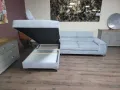 ПРОМОЦИЯ!!!Светло син ъглов диван от плат с функция сън и ракла, снимка 4