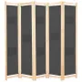 vidaXL Параван за стая, 5 панела, сив, 200x170x4 cм, текстил, снимка 1