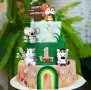 Катеричка коала хипопотам зебра дъга топер Happy birthday трева декорация торта , снимка 1