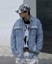Ново мъжко карго дънково яке риза Street Style накъсан вид овърсайз деним памук ХЛ, снимка 1