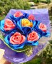Букет сатенени рози ръчна изработка