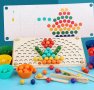 Rainbow wooden clip beads мултифункционална игра с мъфини, топчета и шаблони от дърво , снимка 9