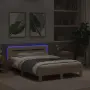 vidaXL Рамка за легло с табла и LED, дъб сонома, 120x200 см, снимка 4
