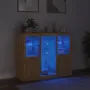 vidaXL Сайдборди с LED осветление, 3 бр, дъб сонома, инженерно дърво, снимка 3