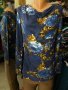 Синя блуза с гръцко деколте фино плетиво, снимка 1 - Блузи с дълъг ръкав и пуловери - 30969222