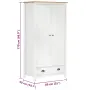vidaXL Гардероб с 2 врати Hill бял 89x50x170 см борово дърво масив, снимка 8