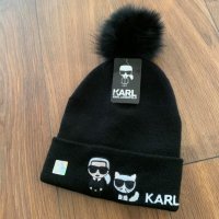 Дамска шапка Karl Lagerfeld черна, снимка 1 - Шапки - 31167388