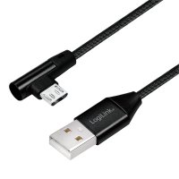 Кабел  USB2.0 A-Micro B, M/M, 1m, Angled  SS301025, снимка 1 - Друга електроника - 39217582