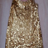 Златна рокля с пайети , снимка 1 - Рокли - 35530227