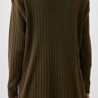 Рипсен пуловер с асиметричен подгъв, снимка 3 - Блузи с дълъг ръкав и пуловери - 38698768