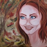 "Есен" - авторска картина с маслени бои, снимка 2 - Картини - 44212708
