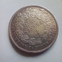 5 франка 1870 АU Франция, снимка 2 - Нумизматика и бонистика - 44659554