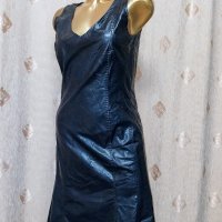 MARCCAIN M Черна кожена рокля , снимка 6 - Рокли - 44222826