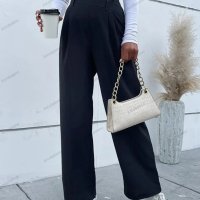 Дамски моден едноцветен ежедневен панталон с висока талия - 023 , снимка 5 - Панталони - 42194476