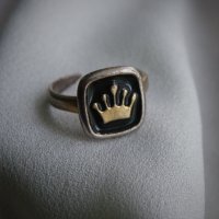 Стар сребърен пръстен "Корона на кралица", злато,позлата, снимка 5 - Пръстени - 39240415