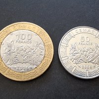 Монети. Африка. Централни Африкански Щати.  50 и 100 франка.  Много редки монети., снимка 1 - Нумизматика и бонистика - 36830454