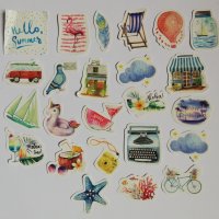 Скрапбук стикери за декорация планер Beach holiday travel - 23 бр /комплект, снимка 1 - Други - 40753518