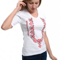 Нова дамска блуза с трансферен печат Шевица, България, Етно мотив, снимка 3 - Тениски - 28013549