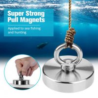 Магнит с халка 60mm-140кг. за магнет фишинг, Magnet fishing, магнитен риболов с насочено поле, снимка 4 - Въдици - 34934765