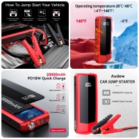 Aвариен стартер за акумулатор за автомобили JumpStarter 2000А 20000mAh, снимка 7 - Аксесоари и консумативи - 42265903