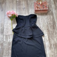 Страхотна пеплум черна еластична официална вечерна къса коктейлна рокля , снимка 16 - Рокли - 35788836
