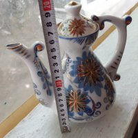 Невероятен стар руски чайник порцелан позлата кобалт, снимка 7 - Антикварни и старинни предмети - 36926767
