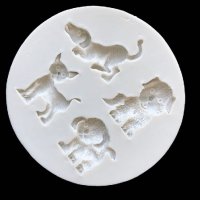4 малки кучета кученца куче силиконов молд форма фондан , снимка 2 - Форми - 37030820