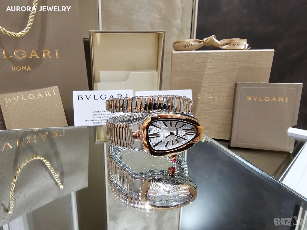 BVLGARI Serpenti Tubogas Snake Rose Gold and Silver Дамски Часовник, снимка 1