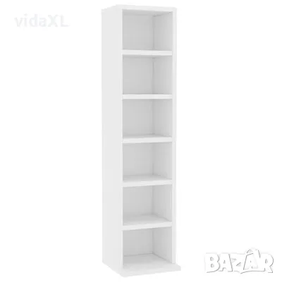 vidaXL Етажерка за компактдискове, бяла, 21x20x88 см, инженерно дърво（SKU:800351）, снимка 1