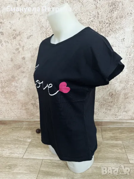 Дамска тениска с принт - черен цвят LOVE, снимка 1