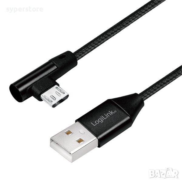 Кабел  USB2.0 A-Micro B, M/M, 1m, Angled  SS301025, снимка 1