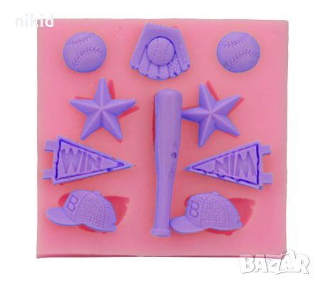 Бейзбол спорт силиконов молд форма декор украса фондан торта, снимка 1