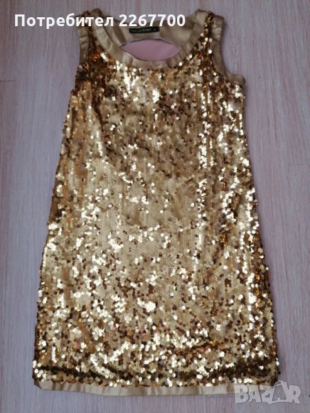 Златна рокля с пайети , снимка 1