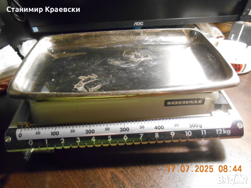 Soehnle Sliding 12 KG White Kitchen Scale Germany - Vintage 1960, снимка 1