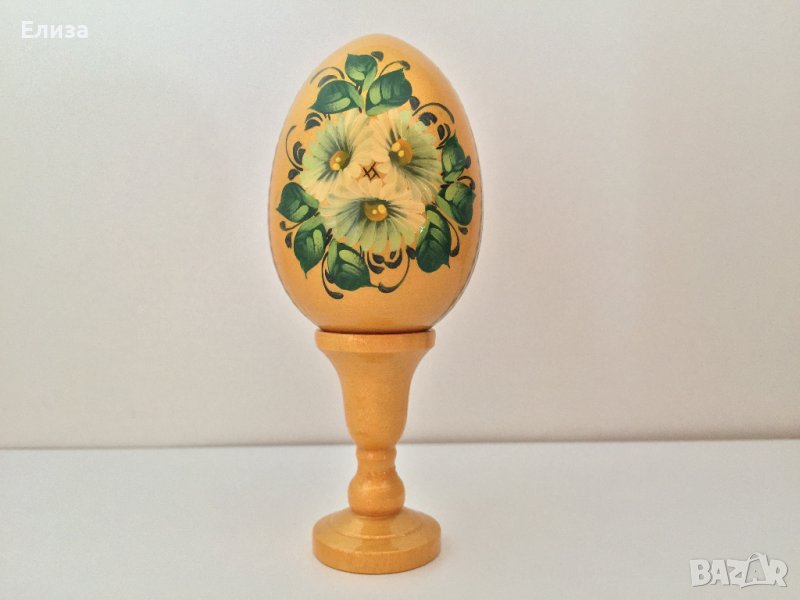 Великденско яйце, дървено №1 - златисто, снимка 1