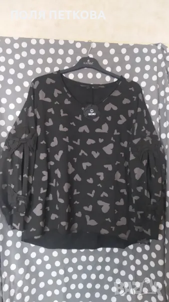 Черна блуза на сърца, снимка 1