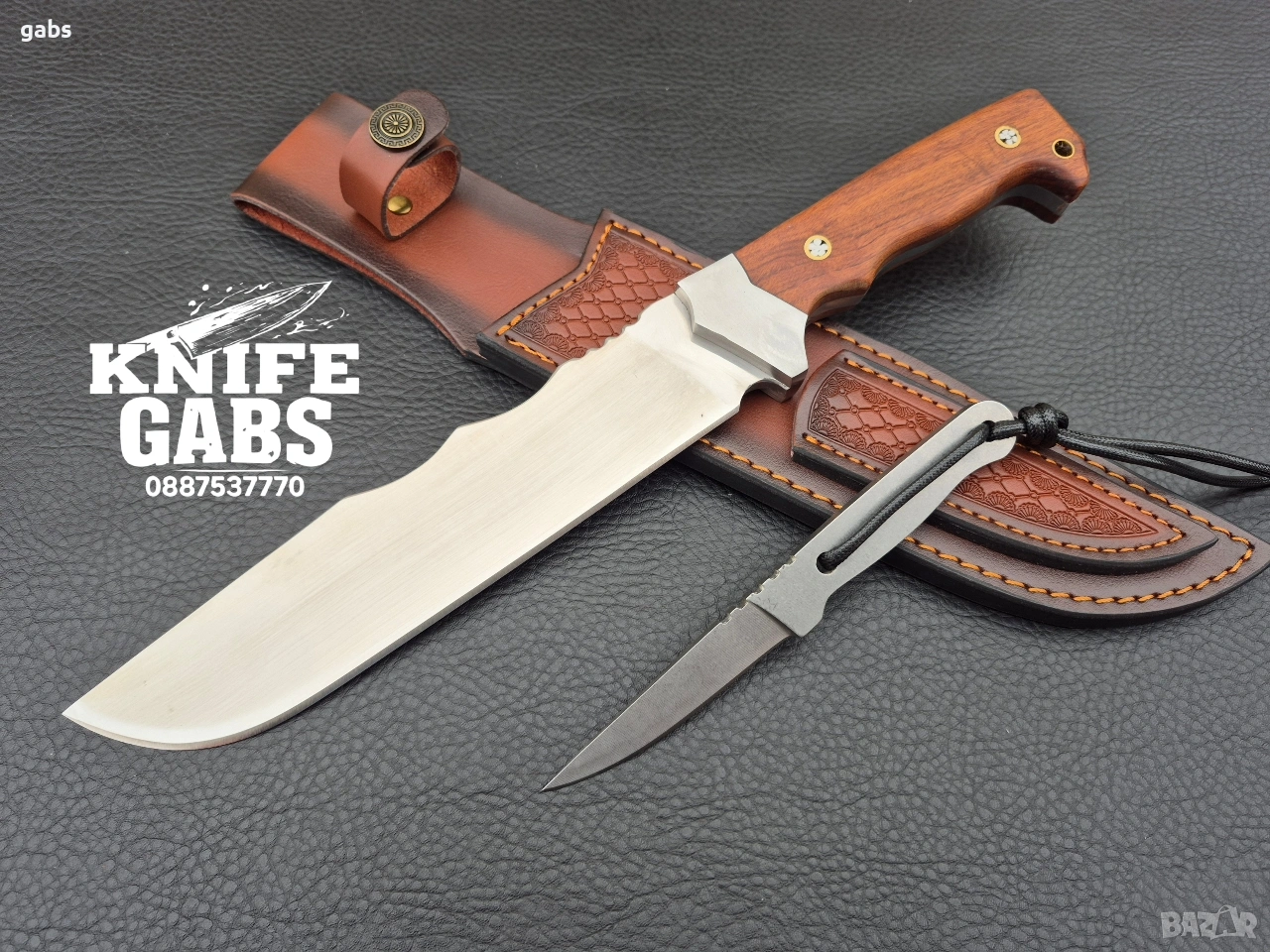 Уникален комплект от два ножа-масивен и компактен в една кания,LN437, снимка 1