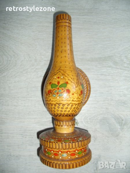 № 7001 стара дървена декоративна газена лампа  , снимка 1