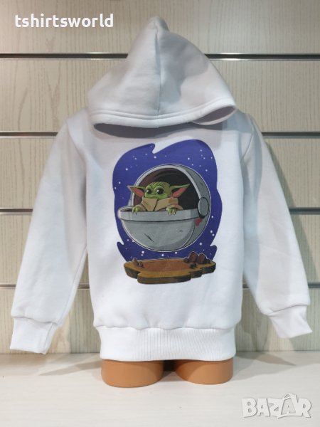 Нов детски суичър с дигитален печат Бейби Йода (BABY YODA), Starwars в бял цвят, снимка 1